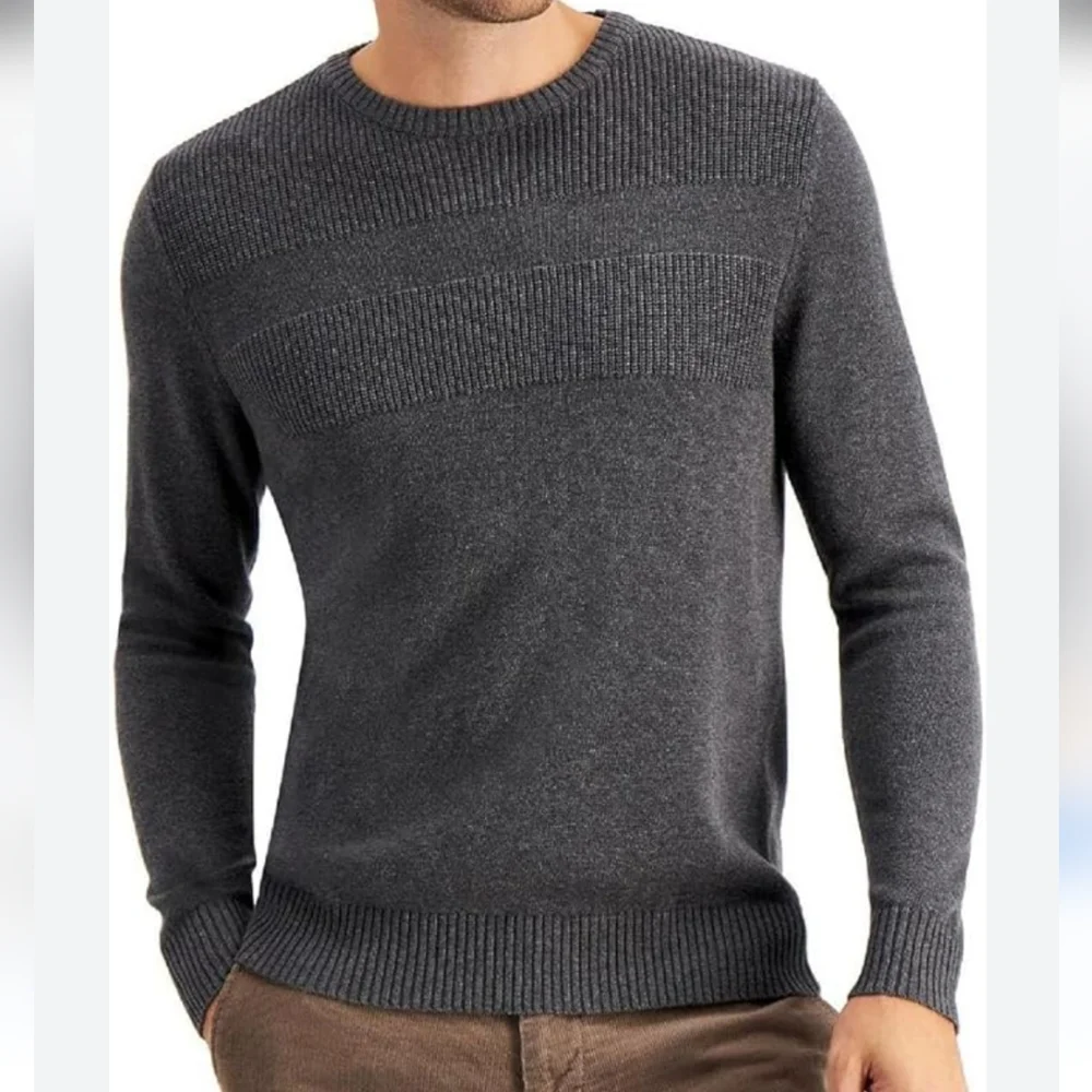 Sale: Men’s Gray Crewneck Sweater - Large